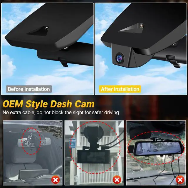 Alt view image 6 of 6 - Front 4K + Rear 1080P Dash Cam for Toyota RAV4 2022 2023 2024 2025 2026 LE Limited SE Adventure XLE Premium XSE (Model B) with Vent Hole, 4K Dashcam for RAV4, OEM Look, WiFi & APP, Plug & Play, 128GB