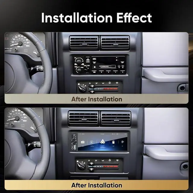 Alt view image 2 of 5 - Single Din Car Stereo Radio Upgrade with CarPlay & Android Auto/6.36 Inch HD Touch Screen/Bluetooth/USB Type-C/SWC/EQ/FM Radio/External Mic