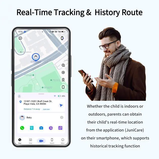 Alt view image 5 of 6 - 4G Kids Smart Watch Boys with GPS Tracker & Call Phone, Watches for Kids Age 5-12 with SOS Calling, School Mode Parental Controls 12/24 Hr Text Message HD Video Call Voice Chat (Light Blue)