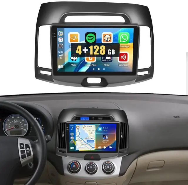 Main image of 4+128G Radio for Hyundai Elantra 2007-2010, 9" Touch Screen for Elantra Bluetooth Radio with Wireless CarPlay/Android Auto, 5GHz WiFi, Bluetooth 5.0, EQ, GPS Navigation, 1280 * 720, Backup Camera