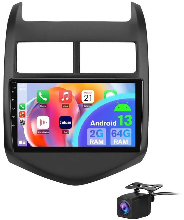 Main image of Car Stereo for Chevy Aveo Sonic 2011 2012 2013 2014 2015, 9 Inch Touchscreen Android Head Unit, Wireless CarPlay & Wired Android Auto, Backup Camera, GPS, Bluetooth, FM/AM - 2GB RAM+64GB ROM