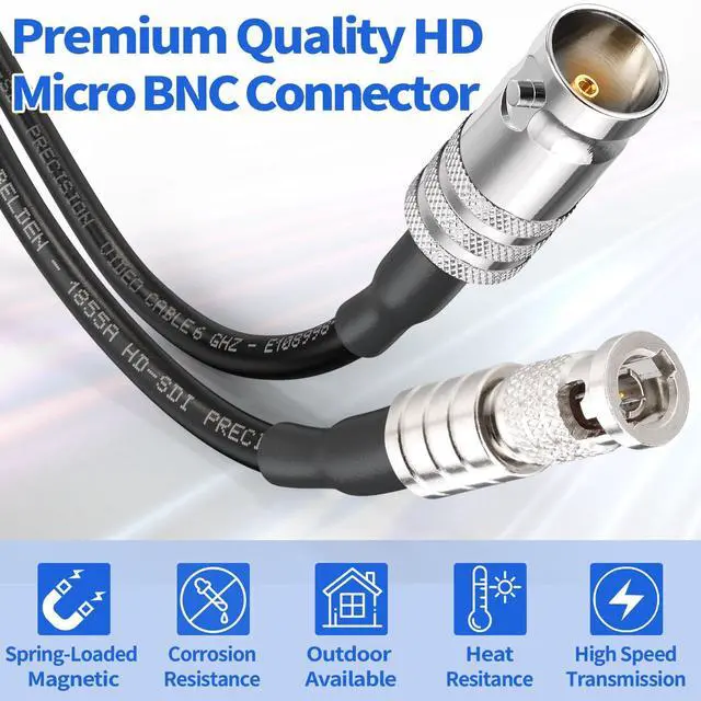 Alt view image 2 of 6 - BNC Female to HDBNC Male Cable 75 Ohm Belden 1855A Micro SDI to SDI Cable,3G/6G/12G-SDI Support, for Blackmagic Video Assist Monitor Cameras Video Switchers (10ft,1-Pack)