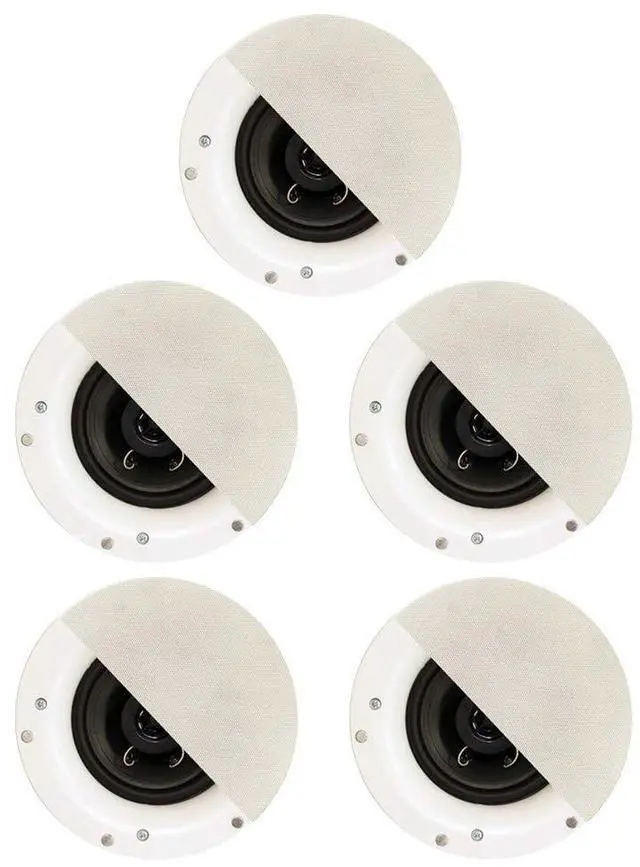 Main image of R192 Frameless in Ceiling/in Wall 5 Speaker Set 2 Way Home Theater Surround Speakers, White