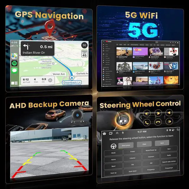 Alt view image 6 of 6 - 8 Core 6+128GB Android 15 Car Stereo for Honda CRV 2002-2006 with Wireless Apple Carplay, 9 Inch IPS Touchscreen Car Radio 59UI GPS Navigation WiFi 32EQ DSP Backup Camrea