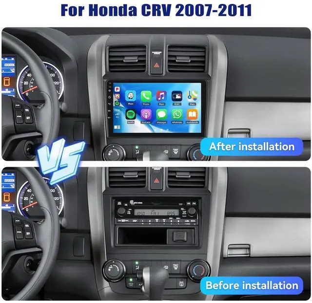 Alt view image 2 of 6 - 8 Core 6+128G Car Stereo for Honda CRV 2007-2011 with CarPlay Android Auto 9inch 1280×720P IPS Touch Screen, Car Radio with 5.0Bluetooth GPS WiFi 32EQ DSP 59UIs AHD Rear Camera Three Split Screen