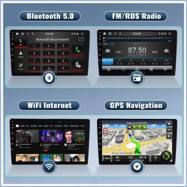 Alt view image 4 of 6 - 8 Core 6+128G Car Stereo for Honda CRV 2007-2011 with CarPlay Android Auto 9inch 1280×720P IPS Touch Screen, Car Radio with 5.0Bluetooth GPS WiFi 32EQ DSP 59UIs AHD Rear Camera Three Split Screen