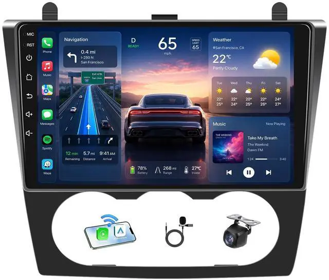 Main image of 8 Core 32G ROM Car Radio for Nissan Altima 2007-2012: Android 13 Stereo With 5G WIFI Wireless CarPlay Android Auto Backup Camera 1280 * 800 HD Touchscreen Bluetooth GPS SWC FM Mirror Link (Manual A/C)