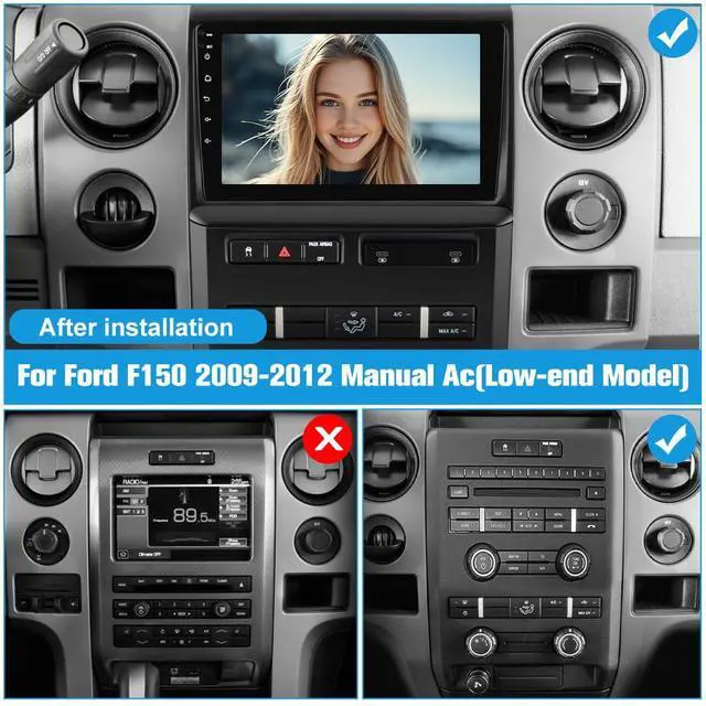 Alt view image 2 of 6 - 5G WiFi Car Radio Stereo for Ford F150 2009-2012,9" HD IPS Touch Display,Wireless CarPlay/Android Auto,GPS DSP RDS,Upgrade Bluetooth 5.0 AM/FM Stereo Low-end Car