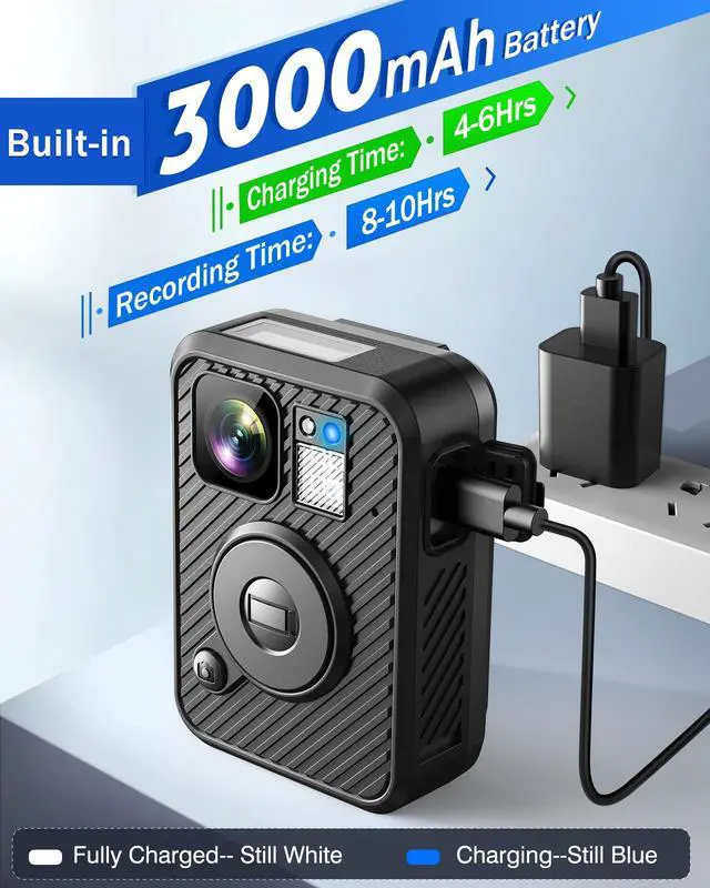 Alt view image 4 of 6 - F2 256GB Body Camera with Dual-Screen, GPS Body Worn Camera, 2K Body Cam with Intuitive Large Button for HD Video Security Guard, Enforcement Officers, Drivers, Delivery Recording(256GB)