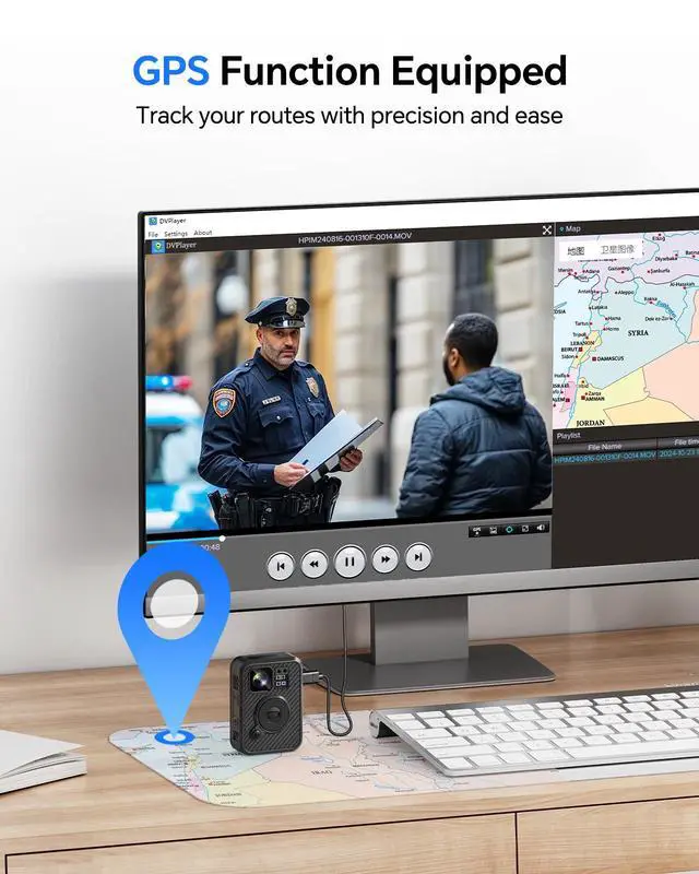 Alt view image 5 of 6 - F2 256GB Body Camera with Dual-Screen, GPS Body Worn Camera, 2K Body Cam with Intuitive Large Button for HD Video Security Guard, Enforcement Officers, Drivers, Delivery Recording(256GB)