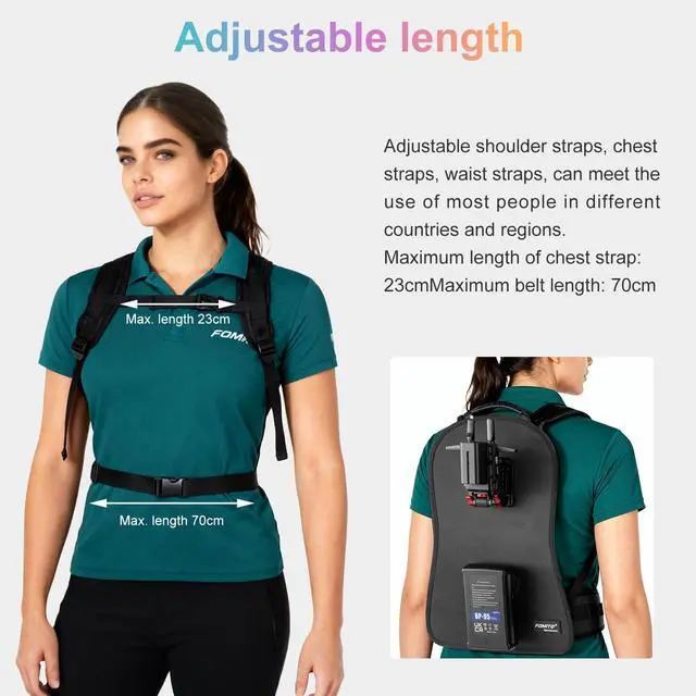 Alt view image 3 of 6 - BB-03 V-Mount Battery Backpack Vest, Man-Portable Camera Rig with Wireless Video Transmission, Adjustable Straps, Anti-Vibration Decompression Design
