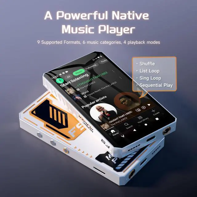 Alt view image 5 of 6 - 96GB Kids Mecha MP3 Player with Parental Control,Android 14 MP3 Streaming Media Player with Spotify,Audible,Libby,Play Store,WiFi Music Player with Speaker Up to 1TB
