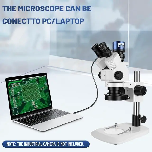 Alt view image 4 of 6 - Professional Trinocular Stereo Zoom Microscope,with 56-Bulb LED Ring Light,6X-45X Magnification,WF10X Eyepieces,0.6X-4.5X Zoom Objective, 0.5X CTV Trinocular High Definition Adapter