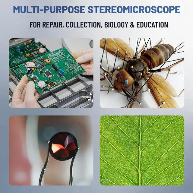 Alt view image 6 of 6 - Professional Trinocular Stereo Zoom Microscope,with 56-Bulb LED Ring Light,6X-45X Magnification,WF10X Eyepieces,0.6X-4.5X Zoom Objective, 0.5X CTV Trinocular High Definition Adapter