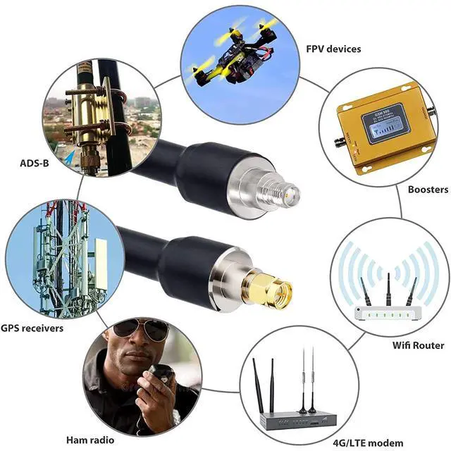 Alt view image 6 of 6 - SMA Cable 100FT, KMR400 SMA Male to SMA Female Cable Low-Loss SMA Extension Cable KMR400 Coax Cable for 3G 4G LTE, 5G Modems/Routers, Ham, ADS-B, SDR Equipment & GPS (Not for TV)