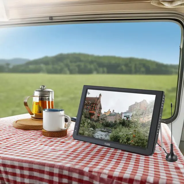 Alt view image 5 of 6 - 12inch Portable TV,Battery Powered TV with ATSC/HDMI/USB/SD Card/AV Input,Mini Television with Control &TV Stand for Camping,Car,Travel,Emergency
