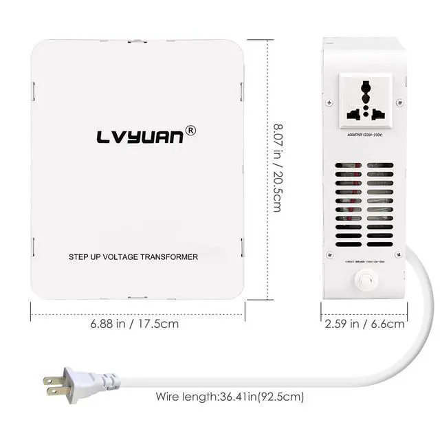 Alt view image 2 of 6 - 1500W Step Up Transformer Voltage Converter 110/120V to 220/240V Converter with Circuit Breaker Protection for Euro China Korea Appliances()