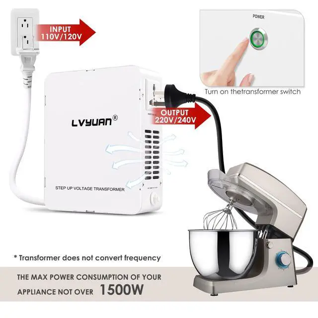 Alt view image 3 of 6 - 1500W Step Up Transformer Voltage Converter 110/120V to 220/240V Converter with Circuit Breaker Protection for Euro China Korea Appliances()