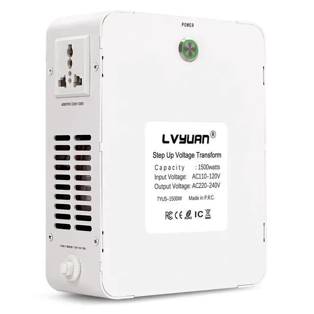 Alt view image 6 of 6 - 1500W Step Up Transformer Voltage Converter 110/120V to 220/240V Converter with Circuit Breaker Protection for Euro China Korea Appliances()