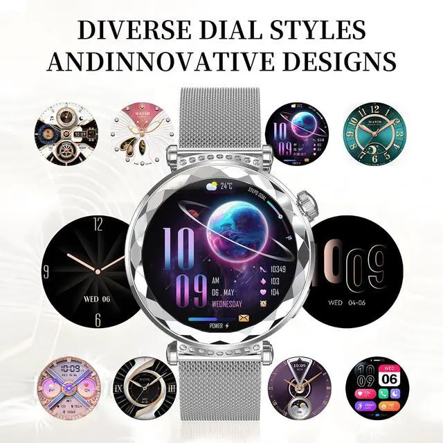 Alt view image 3 of 6 - Smart Watch for Women, Fitness Tracker for Android/iOS, 1.19" AMOLED Screen Smartwatches with Female Cycle, Heart Rate, Sleep Monitor, Activity Tracking (2 Watch Bands) (Silver)