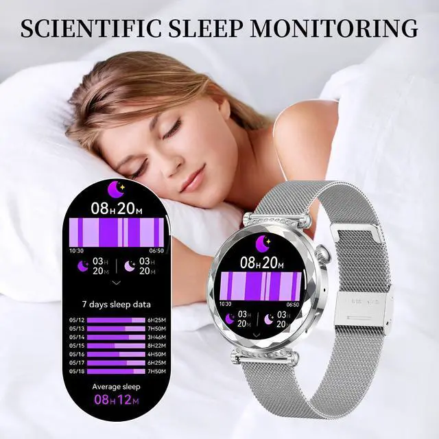 Alt view image 4 of 6 - Smart Watch for Women, Fitness Tracker for Android/iOS, 1.19" AMOLED Screen Smartwatches with Female Cycle, Heart Rate, Sleep Monitor, Activity Tracking (2 Watch Bands) (Silver)