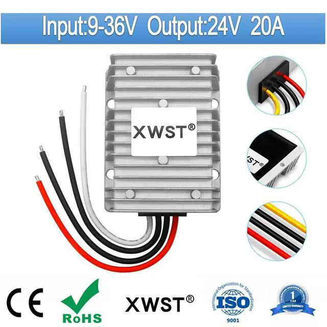 Alt view image 2 of 6 - DC DC Stabilizer 9V-36V to 24V Boost Buck Converter 20A 360W Waterproof Power Supply Auto Step Up Down Voltage Regulator 24V Volt Transformer Module