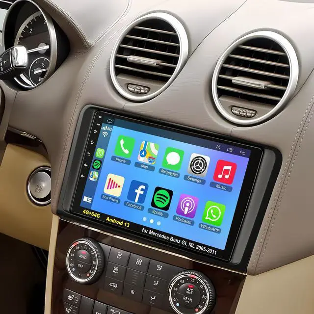 Main image of GPS Car Radio for Mercedes Benz GL ML Class W164 X164 ML350 ML500 ML280 GL320 GL350 GL450 2005-2011, Support Wireless A-pple Carplay/Android Auto, Mirrorlink,4G+64G, Backup Camera