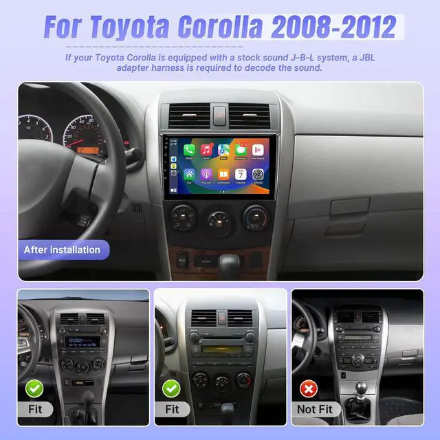 Alt view image 2 of 6 - Car Radio for Toyota Corolla 2008 2009 2010 2011 2012, Android Car Stereo Wireless Carplay, 9 inch Touch Screen for Corolla Android Auto Mirrorlink Bluetooth GPS WiFi FM RCA Backup Camera