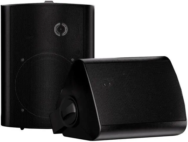 Main image of 5.25 Inches Passive Outdoor Speakers Wired Waterproof, 300 Watts Wall Mount Speakers All Weather for Patio Indoor Deck Countryard (1 Pair, Black)