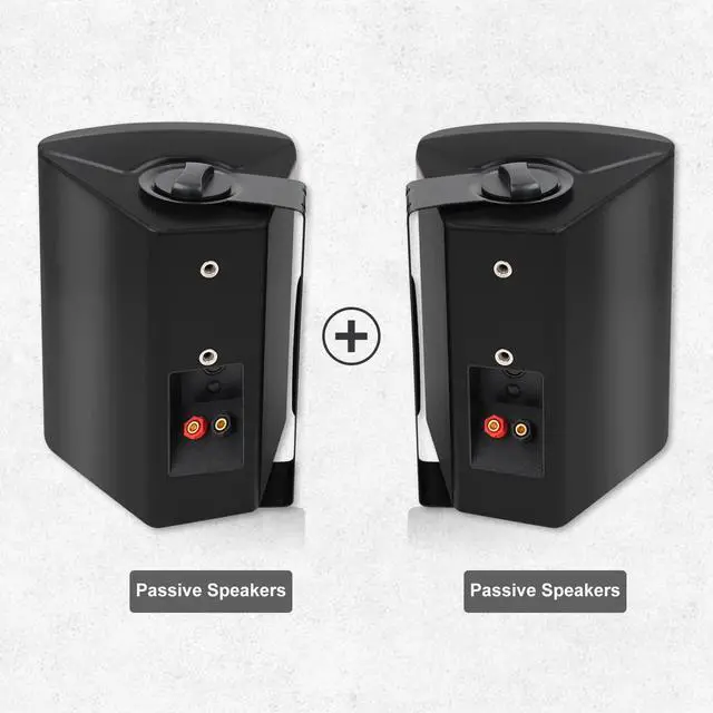Alt view image 4 of 6 - 5.25 Inches Passive Outdoor Speakers Wired Waterproof, 300 Watts Wall Mount Speakers All Weather for Patio Indoor Deck Countryard (1 Pair, Black)