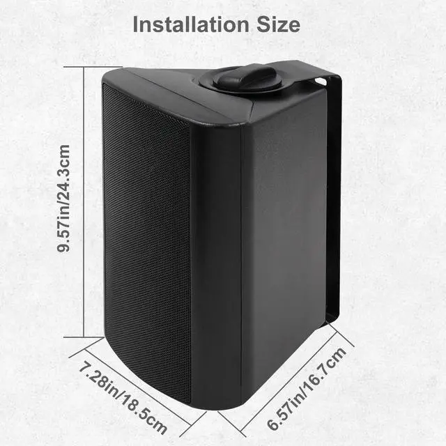 Alt view image 5 of 6 - 5.25 Inches Passive Outdoor Speakers Wired Waterproof, 300 Watts Wall Mount Speakers All Weather for Patio Indoor Deck Countryard (1 Pair, Black)