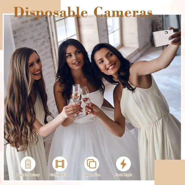 Alt view image 6 of 6 - 5 Pcs Disposable Camera for Wedding Bulk, Color Film Single Use Camera Bulk with Flash 35 mm One Time for Gathering Wedding Travel Anniversary Honeymoon(Rose)