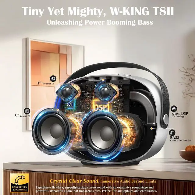 Alt view image 2 of 6 - Portable Loud Bluetooth Speaker with Lights, 96W Peak Speakers Bluetooth 5.4 Wireless Outdoor Boombox, Powerful Bass/Crystal Sound, Fast Charge/USB/AUX for Home/Party, Personalized Gift Ideas