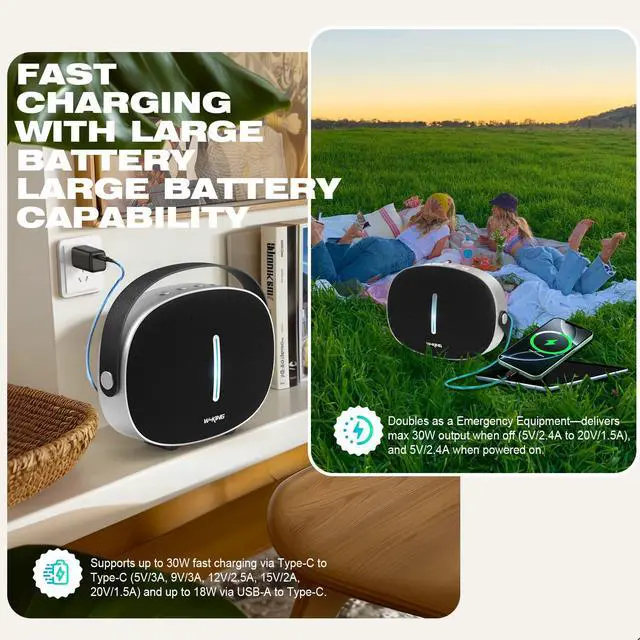 Alt view image 5 of 6 - Portable Loud Bluetooth Speaker with Lights, 96W Peak Speakers Bluetooth 5.4 Wireless Outdoor Boombox, Powerful Bass/Crystal Sound, Fast Charge/USB/AUX for Home/Party, Personalized Gift Ideas