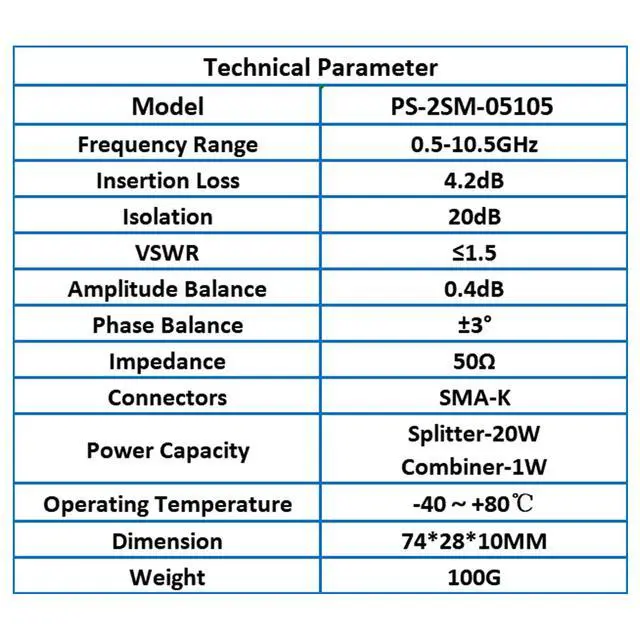 Alt view image 2 of 6 - TOJOIN Passive Power Splitter/Divider 2 Way for SMA Connectors, Coaxial Cable Splitter 0.5-10.5GHz for RF/Microwave Measurements Accessories Splitter Coaxial, for Antenna System (PS-2SM-05105)