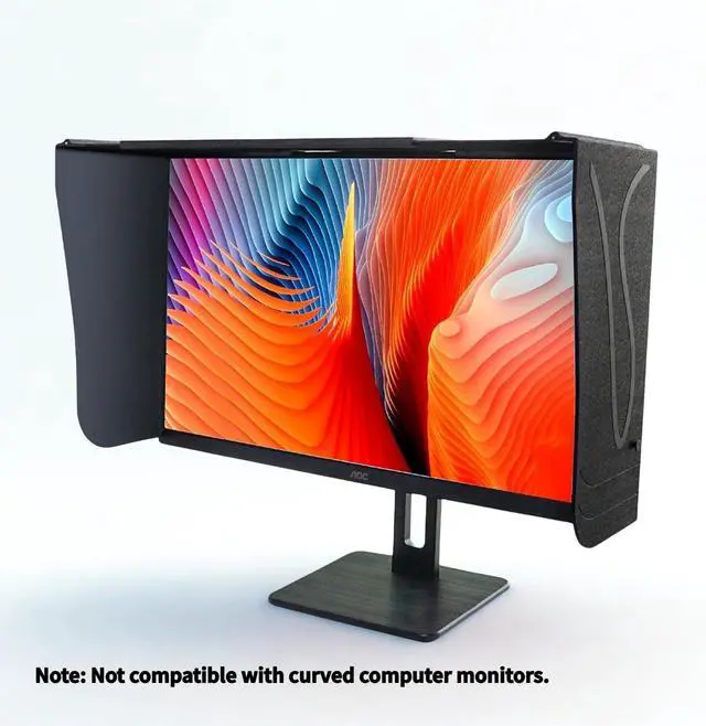 Alt view image 4 of 6 - 17-27 Inch Monitor Hood | Computer Screen Shade | Anti-Glare Monitor Cover | Sun Blocker | Privacy Screen Protector Side View