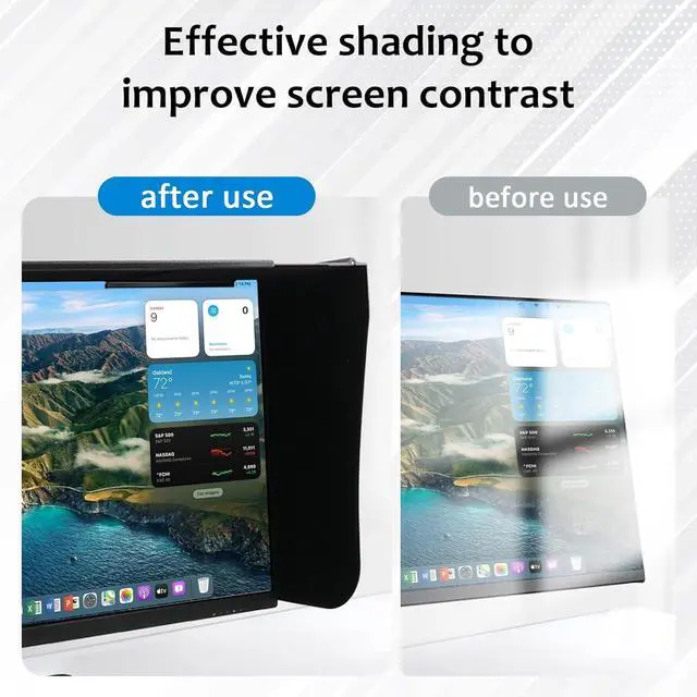 Alt view image 6 of 6 - 17-27 Inch Monitor Hood | Computer Screen Shade | Anti-Glare Monitor Cover | Sun Blocker | Privacy Screen Protector Side View