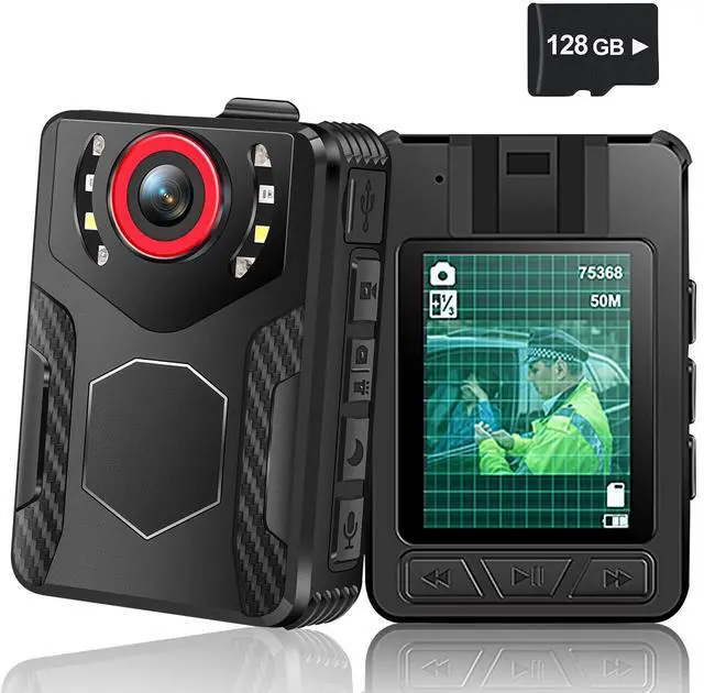 Main image of Body Camera with Audio and Video Recording: 1080P FHD Body Cam with Night Vision Video Recorder, 10HR Battery, 2.0 Screen, 128GB Wearable Bodycam for Law Enforcement, Security, and Outdoor Work