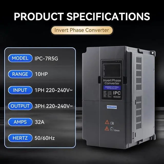 Alt view image 2 of 6 - 7.5KW 220V Single to 3 Phase Invert Phase Converter-10HP 32A Input/Output IPC for 3PH Motor
