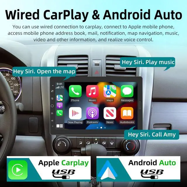Alt view image 2 of 6 - 10 inch Detachable Single Din Car Stereo with Apple CarPlay and Android Auto, 10.1 Touch Screen 1 Din Radio with Mirror Link/1080P/EQ Audio/SWC/Bluetooth +Backup Camera+MIC