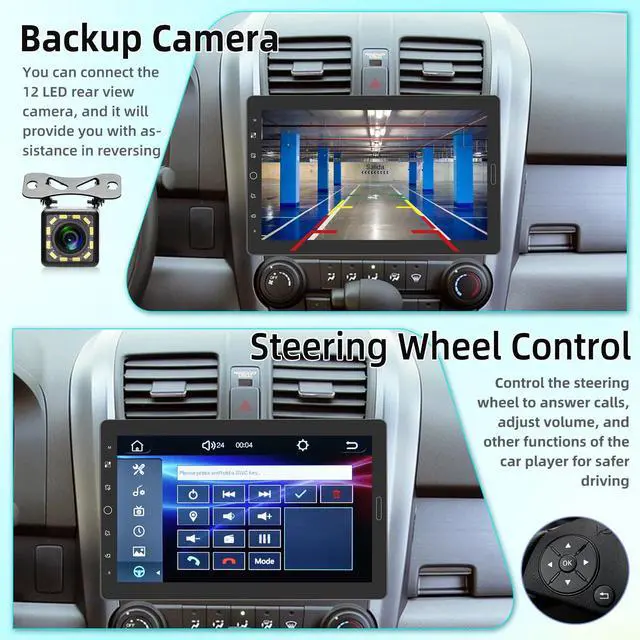 Alt view image 3 of 6 - 10 inch Detachable Single Din Car Stereo with Apple CarPlay and Android Auto, 10.1 Touch Screen 1 Din Radio with Mirror Link/1080P/EQ Audio/SWC/Bluetooth +Backup Camera+MIC
