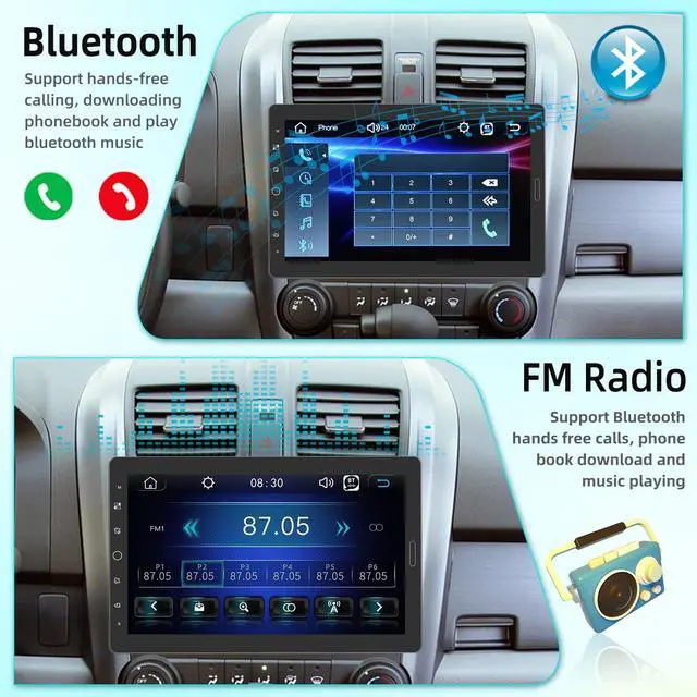Alt view image 4 of 6 - 10 inch Detachable Single Din Car Stereo with Apple CarPlay and Android Auto, 10.1 Touch Screen 1 Din Radio with Mirror Link/1080P/EQ Audio/SWC/Bluetooth +Backup Camera+MIC