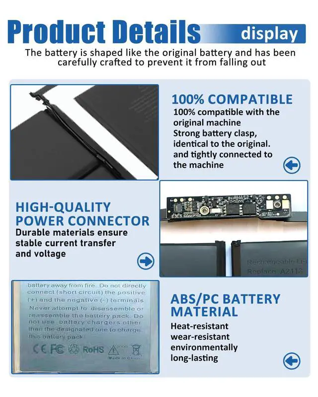 Alt view image 5 of 6 - A2141 A2113 Laptop Battery for MacBook Pro 16-inch A2141(2019 Version) EMC 3347-11.36V 99.8Wh/8700mAh