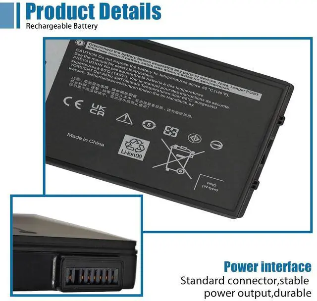 Alt view image 3 of 5 - XVJNP Laptop Battery Replacement for Dell Latitude 5430 7330 Rugged Extreme P148G P148G001 P149G P149G001 Series 6JRCP M0TN3 KD1CT 11.4V 53.5Wh 4457mAh