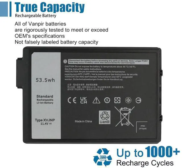Alt view image 5 of 5 - XVJNP Laptop Battery Replacement for Dell Latitude 5430 7330 Rugged Extreme P148G P148G001 P149G P149G001 Series 6JRCP M0TN3 KD1CT 11.4V 53.5Wh 4457mAh