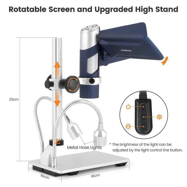 Alt view image 5 of 6 - LM203S 4" HDMI Digital Microscope, Portable Coin Microscope Full View of Coins, 800X Handheld Coin Magnifier Magnifying with Light, Wireless USB Microscope with Metal Stand, 5pcs Microscope Slides