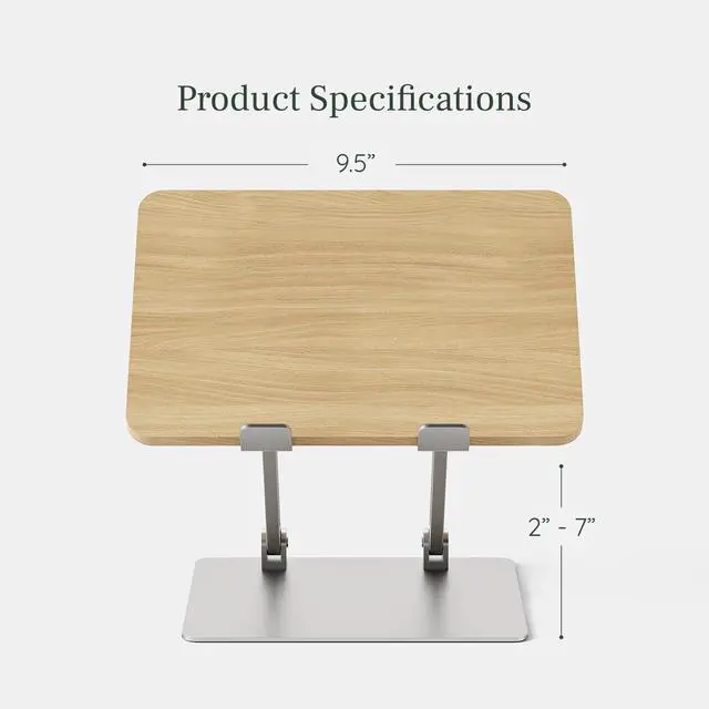 Alt view image 3 of 6 - Adjustable Laptop Stand - Portable Wooden Laptop Riser with Customizable Height & Angle - Foldable - Secure Silicon Grips for Home or Office - Woodgrain