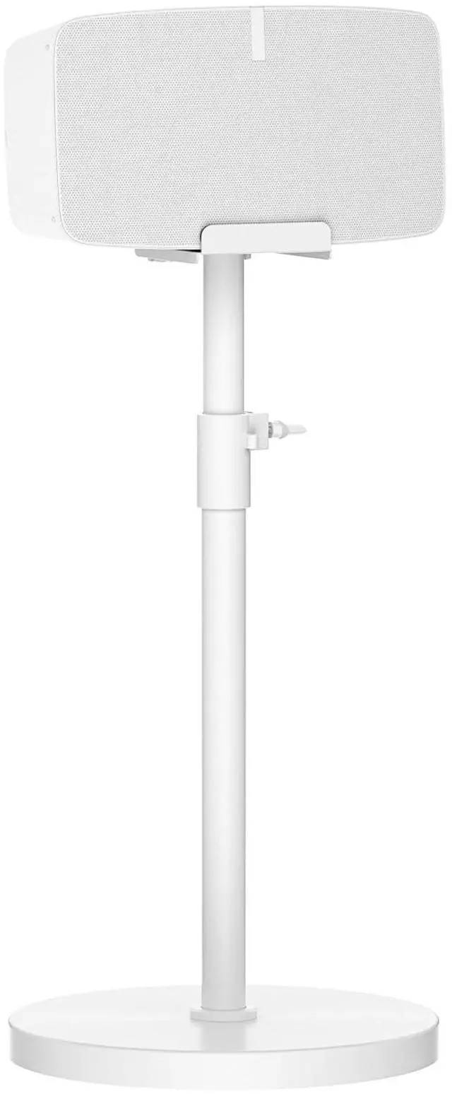 Main image of Height Adjustable Speaker Stand for Sonos Five & Play 5 Speaker Support Vertical & Horizontal - Heavy-Duty Floor Stand for Sonos Play 5 Gen 2 and Sonos Five with Cable Management, White
