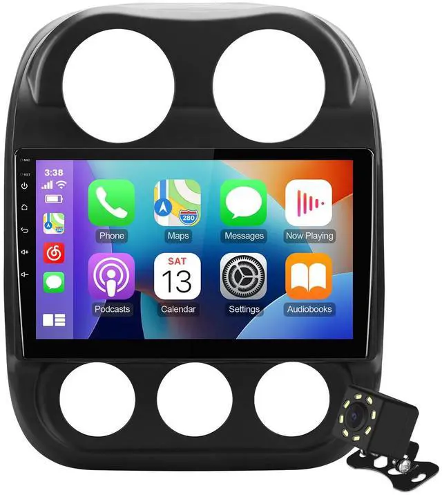 Main image of 10.1 Inch IPS Touchscreen Android 12 Car Stereo for Jeep Compass/Patriot 2010-2016 with Wireless CarPlay & Android Auto, 32GB, GPS, WiFi, Bluetooth, FM Radio, Backup Camera, SWC
