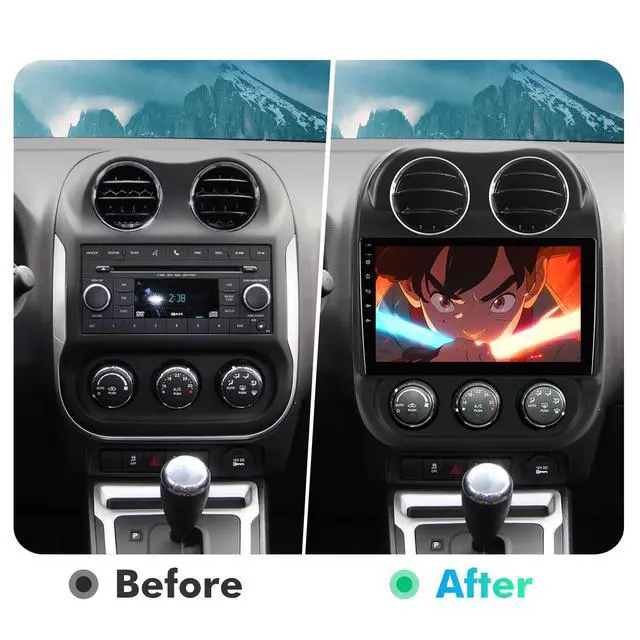 Alt view image 4 of 6 - 10.1 Inch IPS Touchscreen Android 12 Car Stereo for Jeep Compass/Patriot 2010-2016 with Wireless CarPlay & Android Auto, 32GB, GPS, WiFi, Bluetooth, FM Radio, Backup Camera, SWC